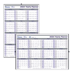 2024 Blueline® Net Zero Carbon Laminated Yearly Wall Calendar, 24" x 36", 30% Recycled, January To December 2024 , C177868