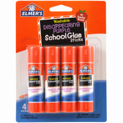 Elmer's® Washable Disappearing Purple School Glue Sticks, 0.24 Oz, Pack Of 4