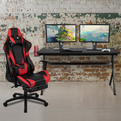 Flash Furniture Gaming Desk And Reclining Chair Set, Red