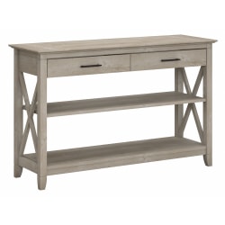 Bush Furniture Key West Console Table With Drawers And Shelves, Washed Gray, Standard Delivery