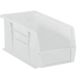 Partners Brand Plastic Stack & Hang Bin Boxes, Small Size, 10 7/8" x 5 1/2" x 5", Clear, Pack Of 12