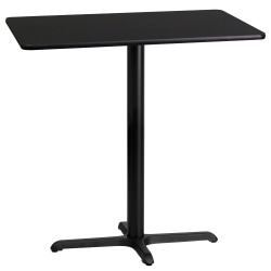 Flash Furniture Rectangular Laminate Table Top With Bar Height Table Base, 43-3/16"H x 24"W x 42"D, Black