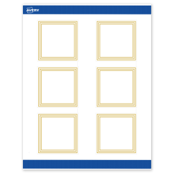 Avery® Print-To-The-Edge Labels With Sure Feed® Technology, S00-DHJ-PRWMP10, Square, 3" x 3", Matte White, Preprinted Multi-Lined Gold Border Design, Pack Of 60