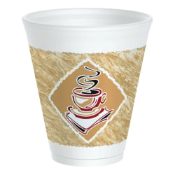Dart Café G Design Foam Cups, 12 Oz, Brown/Red/White, Box Of 1,000 Cups
