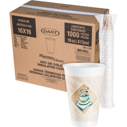 Dart Cafe G Design Foam Cups, 16 Oz, Brown/Green/White, Box Of 1,000