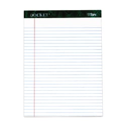 TOPS™ Docket™ Writing Pad, 8 1/2" x 11 3/4", Legal Ruled, 50 Sheets, White
