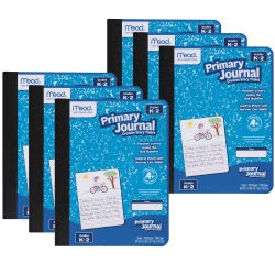 Mead® Primary Journals, 7-1/2" x 9-1/2", Half Page Ruled, 100 Sheets, Blue, Pack Of 6 Journals