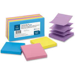 Business Source Reposition Pop-up Adhesive Notes - 3" Flag/Notex 3" Flag/Note - Square - Assorted - Removable, Repositionable, Solven - 16450
