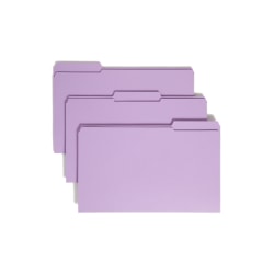 Smead® Color File Folders, With Reinforced Tabs, Legal Size, 1/3 Cut, Lavender, Box Of 100