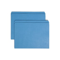 Smead® Color File Folders, With Reinforced Tabs, Letter Size, Straight Cut, Blue, Box Of 100