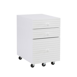 Powell Barrick 21-1/2"D Vertical 3-Drawer Rolling File Cabinet, White