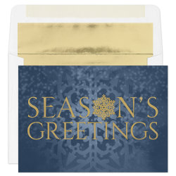 Custom Full-Color Holiday Cards With Envelopes, 7-7/8" x 5-5/8", Season's Greetings Gold Snowflake, Box Of 25 Cards