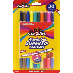 Cra-Z-Art Washable Dual-Sided Super Tip Markers, Assorted Colors, Pack Of 10 Markers