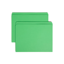 Smead® Color File Folders, With Reinforced Tabs, Letter Size, Straight Cut, Green, Box Of 100