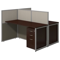 Bush Business Furniture Easy Office 60W 2-Person Straight Desk Open Office, Mocha Cherry, Standard Delivery