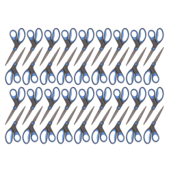 Office Depot® Brand Titanium Coated Scissors, 8", Bent, Dark Gray/Blue, Pack Of 36 Scissors