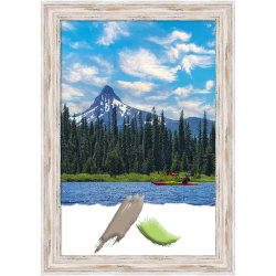 Amanti Art Rectangular Wood Picture Frame, 29" x 41", Matted For 24" x 36", Alexandria White Wash