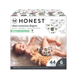 The Honest Company Clean Conscious Diapers, Size 6, Letters, 44 Diapers Per Box