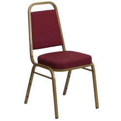 Flash Furniture HERCULES Series Trapezoidal-Back Fabric Stacking Banquet Chair With 2-1/2" Thick Seat, Burgundy Patterned Fabric/Gold Frame