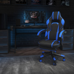 Flash Furniture X40 Gaming Chair With Fully Reclining Back And Arms, Black/Blue