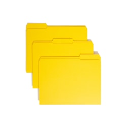 Smead® Color File Folders, With Reinforced Tabs, Letter Size, 1/3 Cut, Yellow, Box Of 100