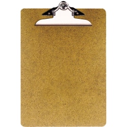 OIC® 100% Recycled Hardboard Clipboard, Letter Size, 9" x 12 1/2", Brown, 83140