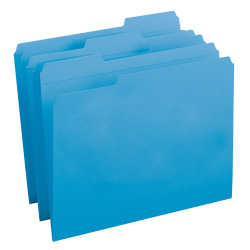 Smead® Color File Folders, With Reinforced Tabs, Legal Size, 1/3 Cut, Blue, Box Of 100