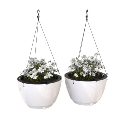 Mayne Caprio Hanging Planters, 9"H, White, Set Of 2 Planters