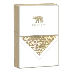 Punch Studio Elegant Thank You Note Cards With Envelopes, 5-1/2" x 4-1/4", Elephant, Blank Inside, Pack Of 10 Cards