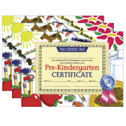 Hayes Publishing Pre-Kindergarten Certificate, 8.5" x 11", 30 Per Pack, Set Of 3 Packs