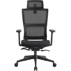 Lorell® Ergonomic Mesh High-Back Chair With Headrest, Black