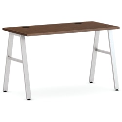 HON® Mod Table Writing Desk, 48"W, Sepia Walnut/Silver