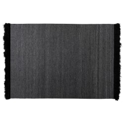 Baxton Studio Dalston Handwoven Wool Blend Area Rug, 63" x 90-5/8", Dark Gray/Black