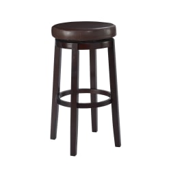 Linon Alice Backless Faux Leather Swivel Bar Stool, Brown
