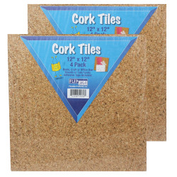 Flipside Cork Tiles, 12"H x 12"W x 1/8"D, Natural, 4 Tiles Per Pack, Set Of 2 Packs