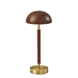 Adesso Ronny LED Cordless Table Lamp, 14-5/8"H, Walnut Shade/Antique Brass Base