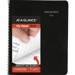 2024 AT-A-GLANCE® DayMinder Block Style Weekly Planner, 7" x 8-3/4", Black, January To December 2024, G53500