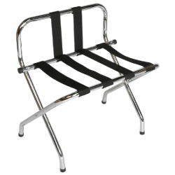 CSL High Back Metal Luggage Racks with Back Webbing, 26"H x 24"W x 16"D, Zinc/Black, Pack Of 6 Racks