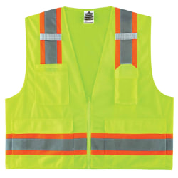 Ergodyne GloWear Safety Vest, 2-Tone Surveyors, Type-R Class 2, 4X/5X, Lime, 8248Z