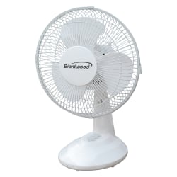 Brentwood Kool Zone Oscillating Desk Fan, 11-3/4"H x 7-3/4"W x 11-1/4"D, White