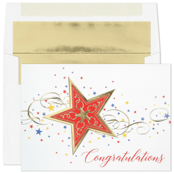 Custom Embellished Congratulations Cards With Foil-Lined Envelopes, 7-7/8" x 5-5/8", Stellar Achievement, Box Of 25 Cards