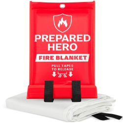 Prepared Hero Reusable Emergency Fire Blankets, 8" x 1-3/4" x 12", Red, Set Of 36 Blankets