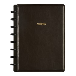 TUL® Discbound Notebook, Limited Edition, Junior Size, Narrow Ruled, 60 Sheets, Dark Brown Leather