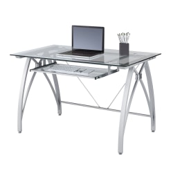 Realspace® Vista 48"W Glass Computer Desk, Silver