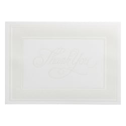 JAM Paper Thank You Card Sets, 4-7/8" x 3-3/8", White Cards With Pearl Border And White Envelopes, Pack Of 25 Cards And Envelopes