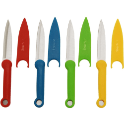 Starfrit Paring Knives Set with Covers (4) - 4/Set - Paring Knife - 4 x Paring Knife - Cutting, Paring - Dishwasher Safe - Green, Red, Yellow, Blue