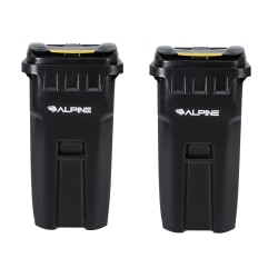 Alpine Industries Plastic, Outdoor Trash Can, 64 Gallons, Black, 2/Pack (500-64-BLK-2PK)