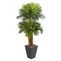 Nearly Natural Triple Areca Palm 66"H Artificial Tree With Planter, 66"H x 34"W x 30"D, Green