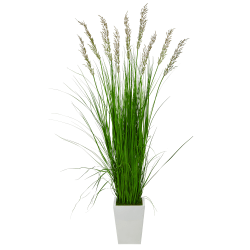 Nearly Natural Wheat Grass 75"H Artificial Plant With Metal Planter, 75"H x 22"W x 22"D, Green/White