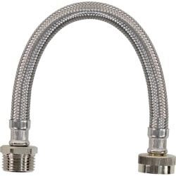 Certified Appliance Accessories Braided Stainless Steel Water-Inlet Hose, Female to Male - 12" - Silver, Stainless Steel - Stainless Steel, Vinyl, Polyvinyl Chloride (PVC), Polyester